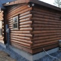 custom home building bath county log cabin exterior stain