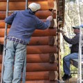 custom home building bath county log cabin exterior stain