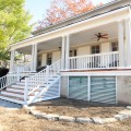 andrew watkins custom home building design build exterior stairs hot springs virginia tigerwood historic porch balusters handrail primed fir lattice