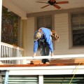 andrew watkins custom home building design build exterior stairs hot springs virginia tigerwood historic porch balusters handrail primed fir