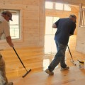 log cabin, interior, floor finish, polyurethane