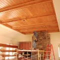 custom home, interior, bead board ceiling, false beams, trim