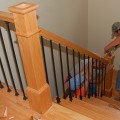 custom home, interior, stairs, handrail, iron baluster, oak newel post